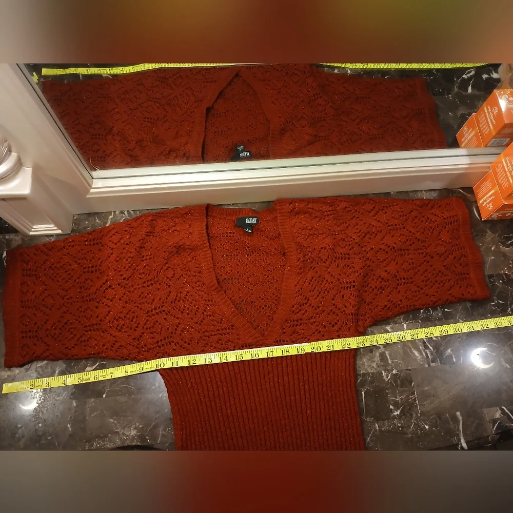 a.n.a Women's Rust V-Neck Sweater - Picture 9 of 11